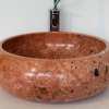 Lavabo Đá Tròn Mỏng Phình Thân Hồng BST21 (LBD07)