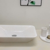Lavabo Đá Chữ Nhật Trắng Vát Cạnh BST57A (LBD04)