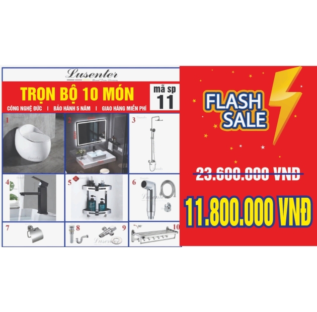 Combo Nhà Vệ Sinh Trọn Bộ 10 Món Cao Cấp - CB11