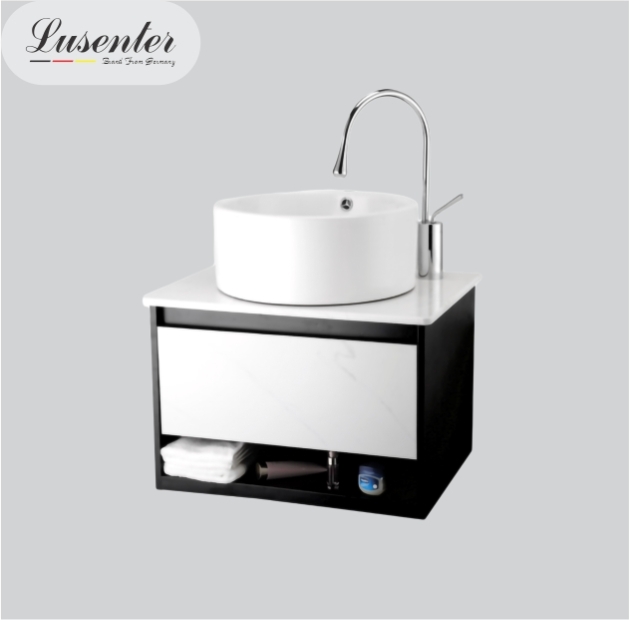 Tủ Lavabo Nhựa PVC Trắng Đen LUSENTER (TLVB02)