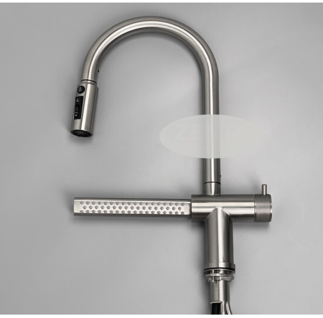 Vòi Rửa Chén 3 Đường Nước Nano Xám & Inox Mờ (VC69)