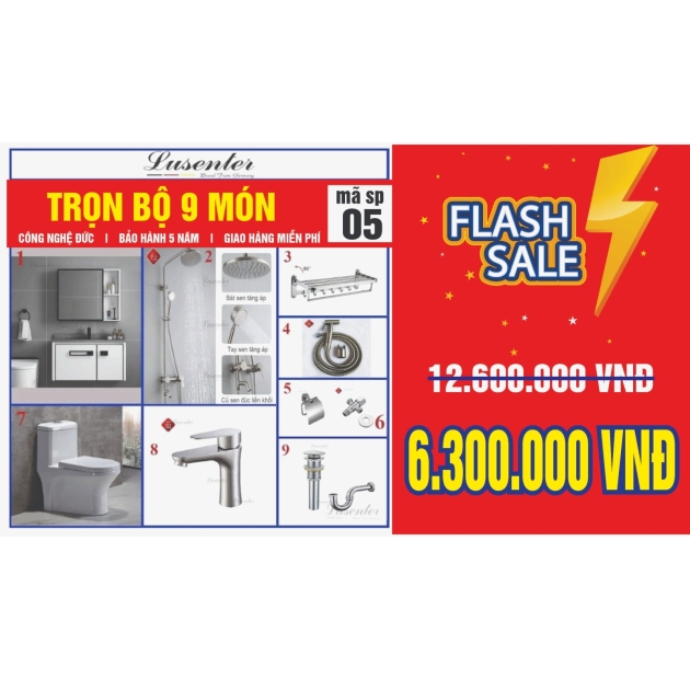  Combo Nhà Vệ Sinh Trọn Bộ 9 Món  - CB06