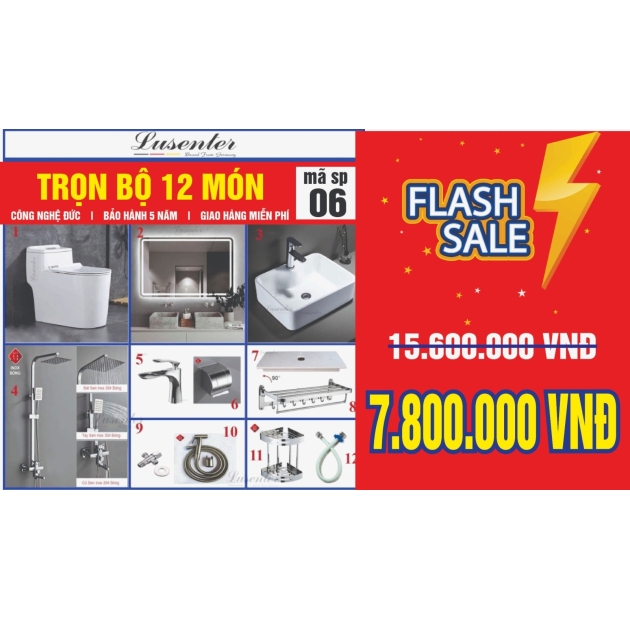 Combo Nhà Vệ Sinh Trọn Bộ 12 Món - CB05