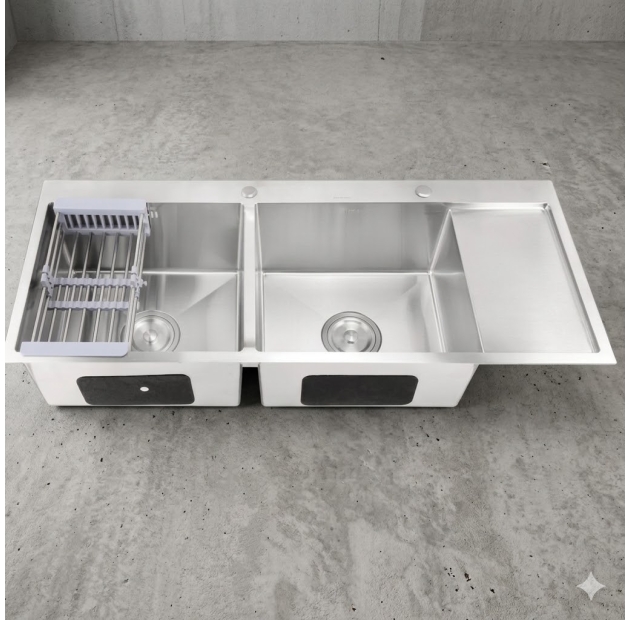 Chậu Rửa Chén Inox 304 2 Hộc Dày 3.5mm LUSENTER (BRC53)