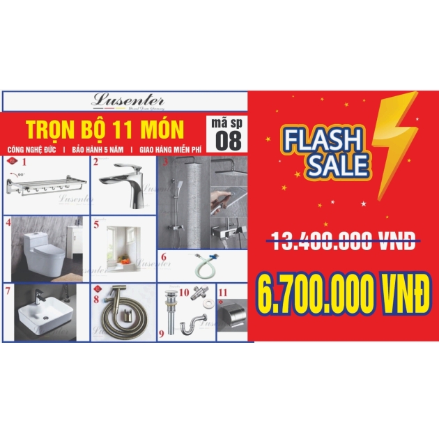 Combo Nhà Vệ Sinh Trọn Bộ 11 Món - CB02