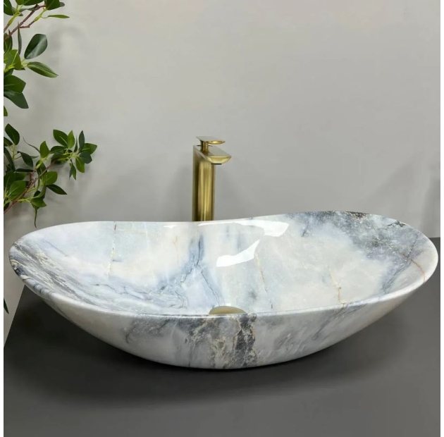 Lavabo Thuyền Vân Đá Trắng LUSENTER (LB52)