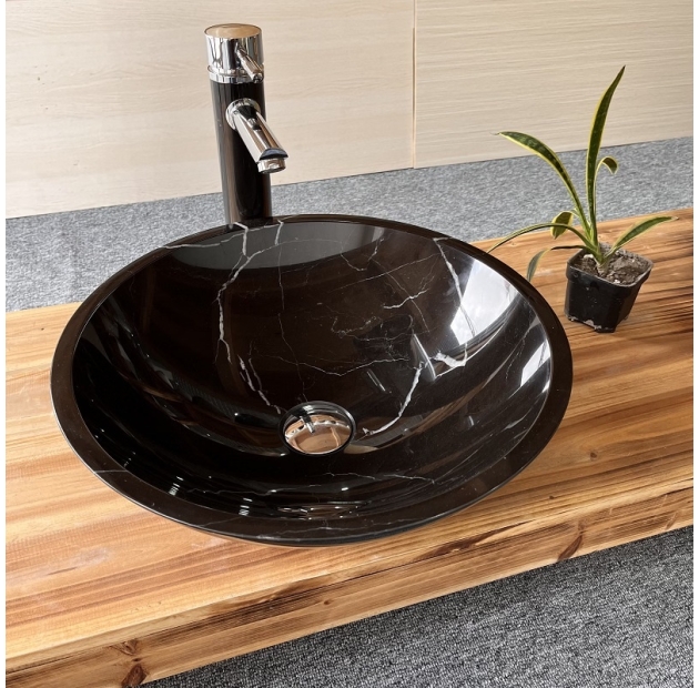 Lavabo Đá Tròn Mỏng Nâu Ý BST27 (LBD11)