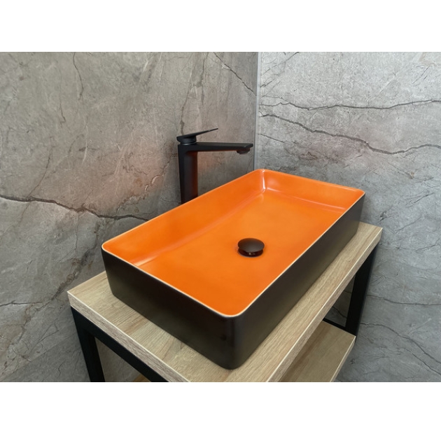 Lavabo Chữ Nhật Đen Cam LUSENTER (LB49)