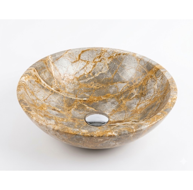 Lavabo Đá Tròn Mỏng Ghi  (Yellow Forest) DK40 (LBD13)