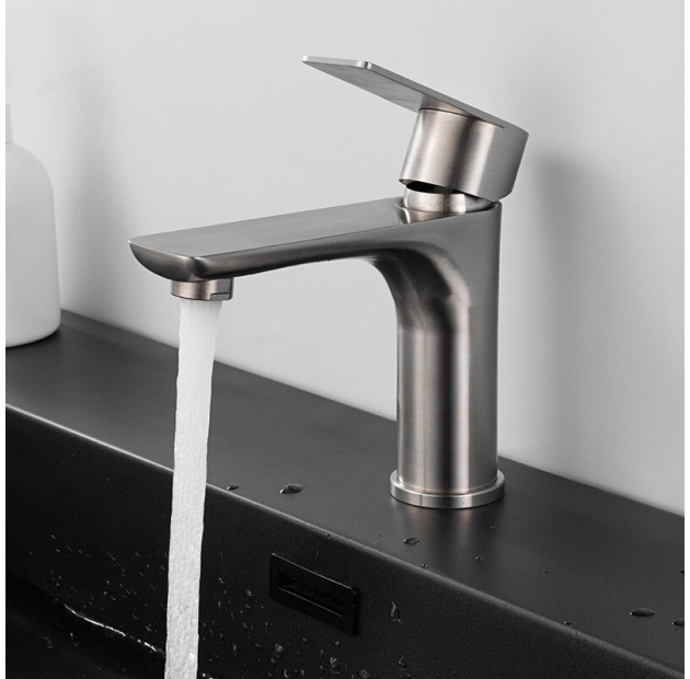 Vòi Lavabo Tròn Tay Vuông Inox 20cm (VLB66)