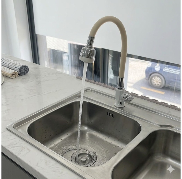 Vòi Chén Bẻ Đầu Cao Su Trắng LUSENTER (VC42)