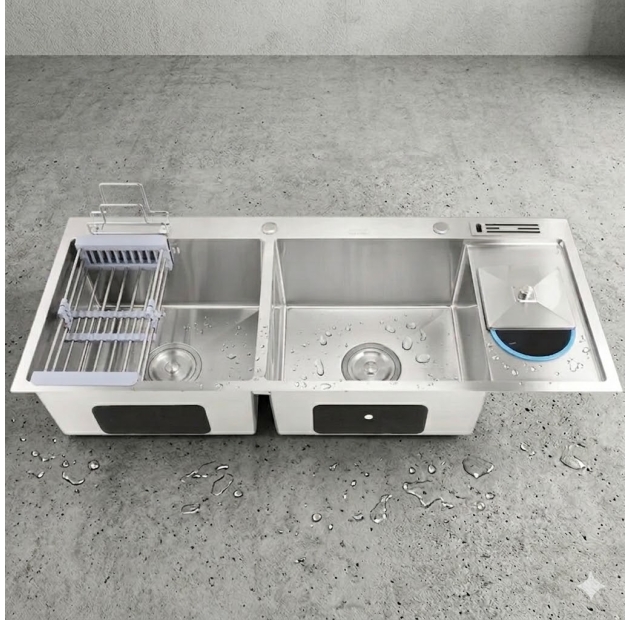 Chậu Rửa Chén Inox 304 2 Hộc Dày 3.5mm LUSENTER (BRC52)