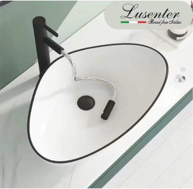 Lavabo Đặt Bàn Tam Giác  Viền Đen LUSENTER (LB10) 