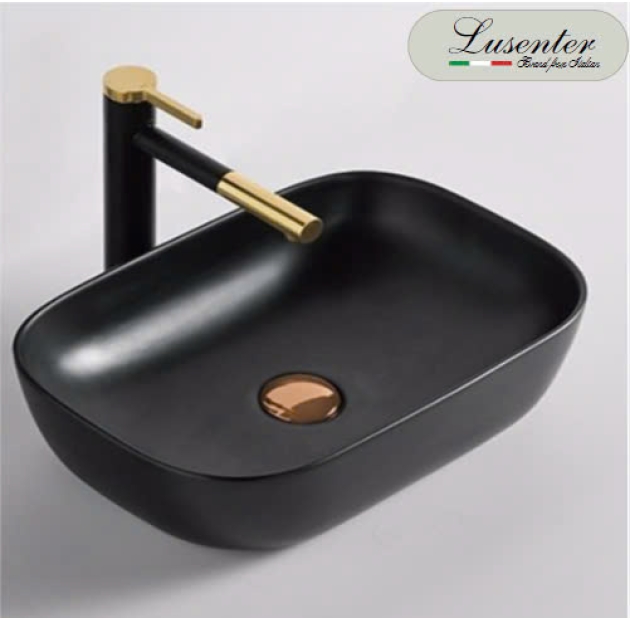 Lavabo Đặt Bàn Ovan Chữ Nhật Đen LUSENTER (LB13)