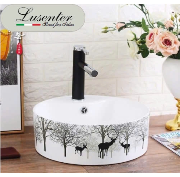 Lavabo Đặt Bàn Tròn Hươu Đen LUSENTER (LB25)