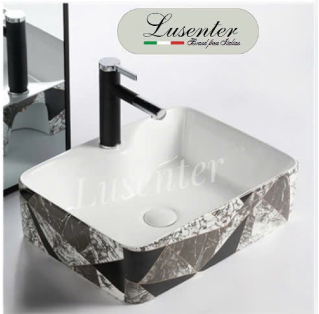 Lavabo Họa Tiết Tam Giác Nâu Đen LUSENTER (LB44)