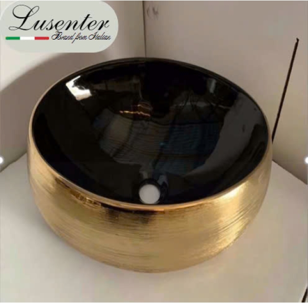 Lavabo Đặt Bàn Tròn Vàng Đen LUSENTER (LB55)