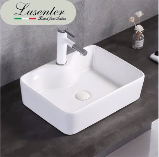 Lavabo Đặt Bàn Trắng Chữ Nhật LUSENTER (LB57)