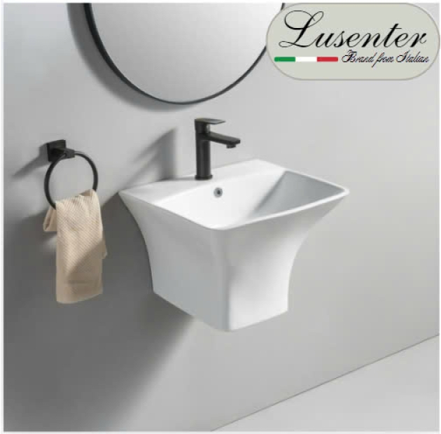 Lavabo Vuông Treo Tường Liền Khối LUSENTER(LBTT06)