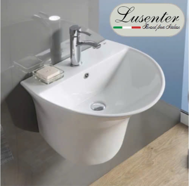 Lavabo Treo Tường Liền Khối Bầu LUSENTER (LBTT07)