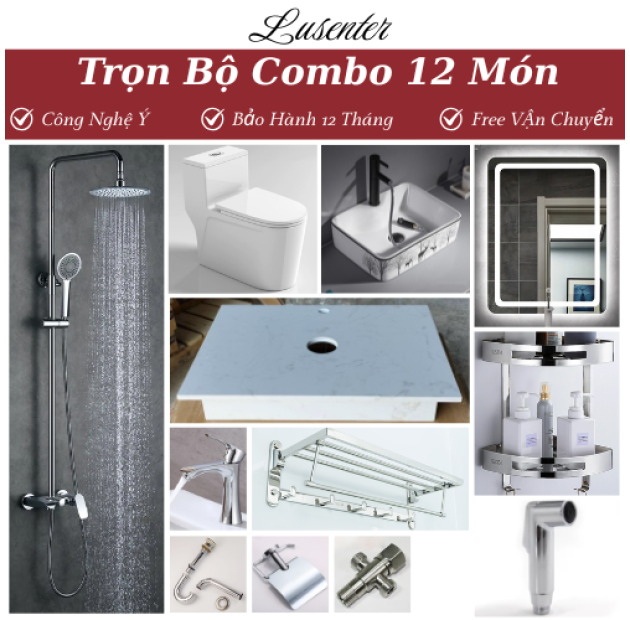 Combo Nhà Vệ Sinh Trọn Bộ 12 Món Cao Cấp - CB14