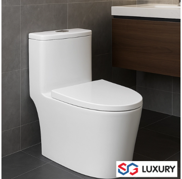 Bồn Cầu 1 Khối Men Sứ Trắng BCMK69