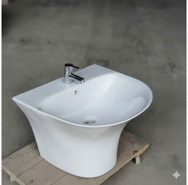 Lavabo Treo Tường Liền Khối Bầu LUSENTER (LBTT07)