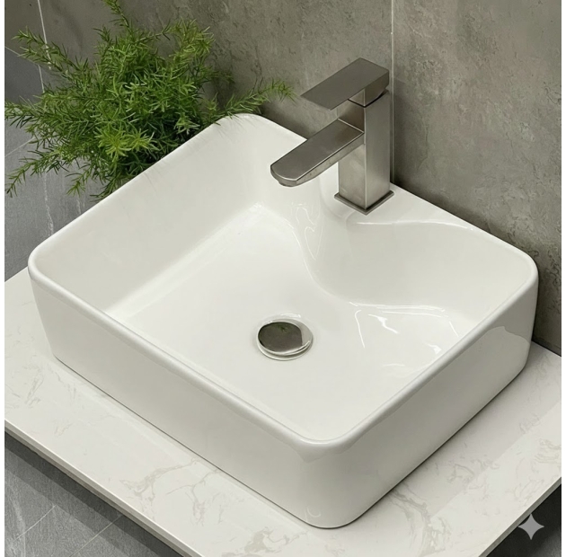 Lavabo Đặt Bàn Trắng Chữ Nhật LUSENTER (LB57)