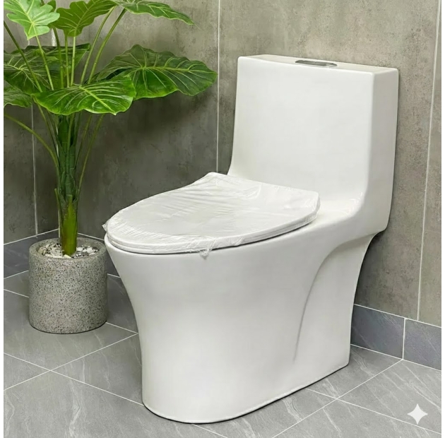 Bồn Cầu 1 Khối Trắng Sứ LUSENTER (BCMK05)