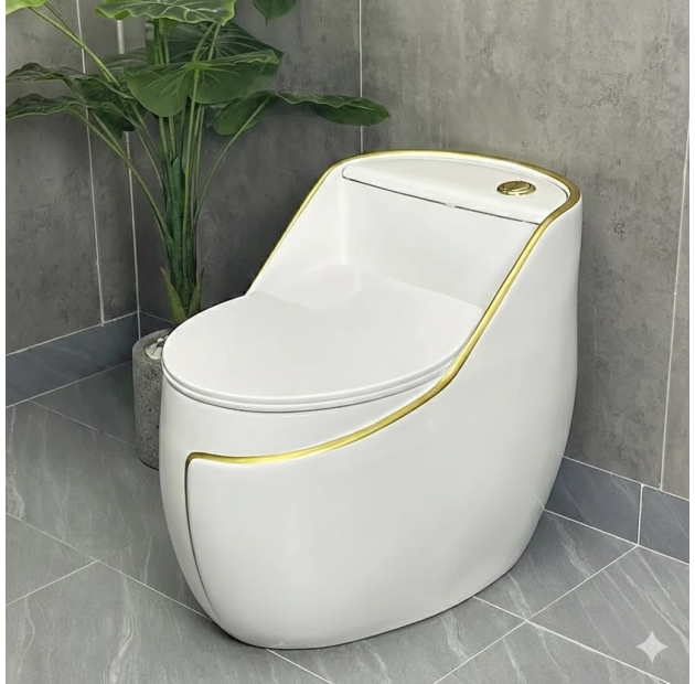 Bồn Cầu Trứng Trắng Sọc Vàng FORLER (BCT15)