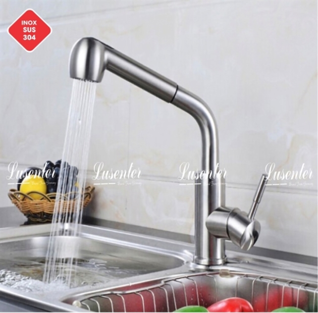 Vòi Rửa Chén Dây Rút INOX Mạ Chrome LUSENTER (VC09)