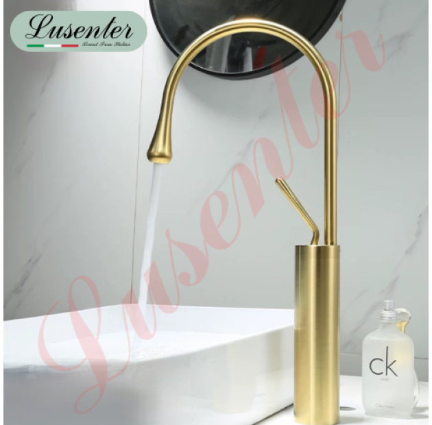 Vòi Lavabo Cổ Ngỗng Mạ Vàng Nhạt LUSENTER (VLB20)