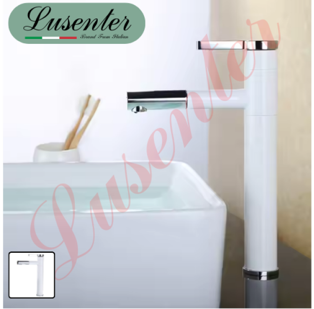 Vòi Lavabo Mạ Crom Bóng  - Trắng  30cm LUSENTER (VLB87)