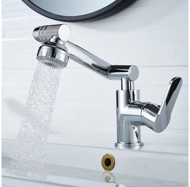 Vòi Lavabo Nóng Lạnh Inox Xoay 360 (VLB81)