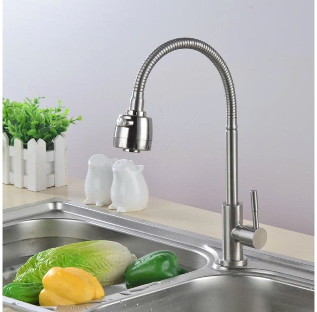 Vòi Rửa Chén Lạnh inox 304 Cần Dẻo LUSENTER (VC24)