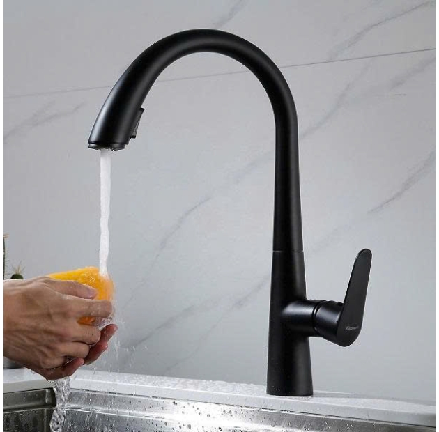 Vòi Chén Dây Rút Ẩn Sơn Tĩnh Điện Đen LUSENTER (VC32)