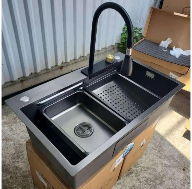 Bồn Rửa Chén Inox 304 Mạ Nano Xám  78x45 LUSENTER (BRC42)