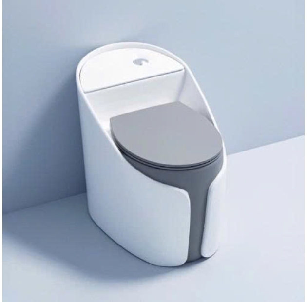 Bồn Cầu Một Khối Men Sứ Trắng Xám BCMK74