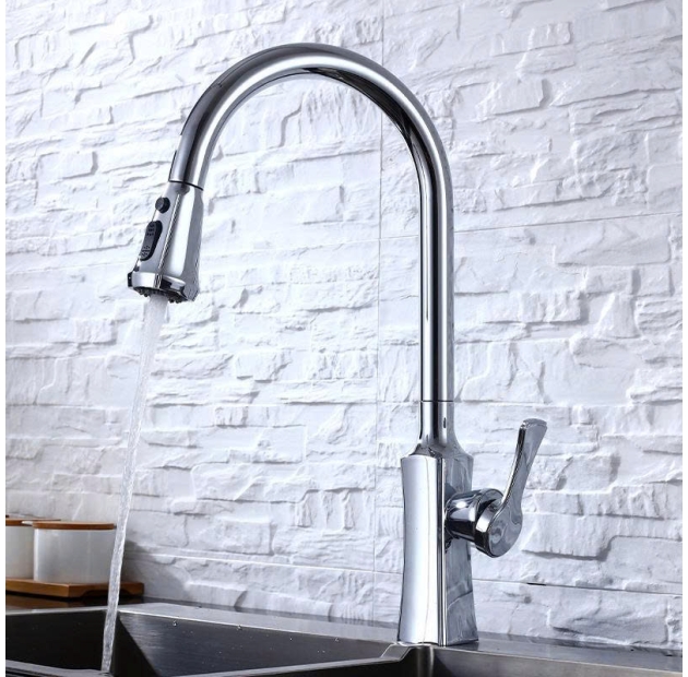 Vòi Rửa Chén Rút Dây Đồng Thau Mạ Crome (VC71)