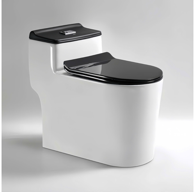 Bồn Cầu Một Khối Nắp Đen LUSENTER  (BCMK06)