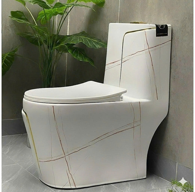 Bồn Cầu Một Khối Vân Đá Đỏ Sọc Vàng LUSENTER (BCMK31)