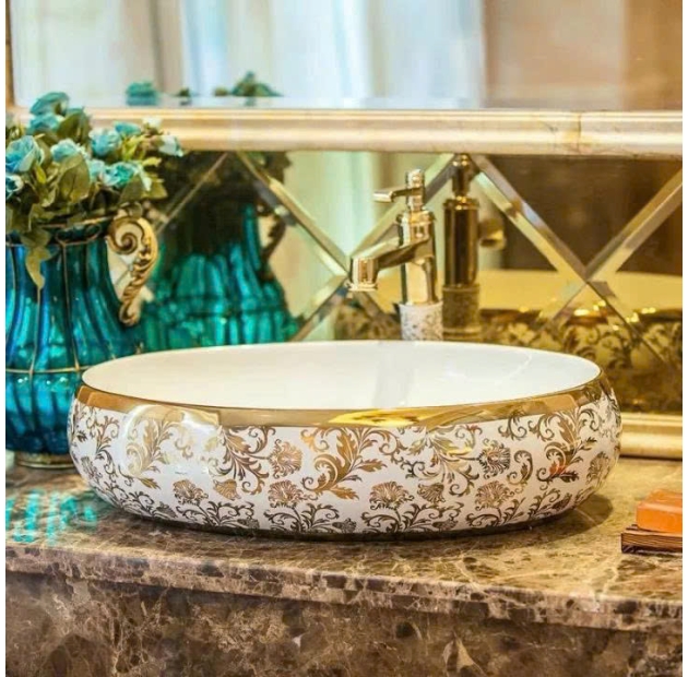 LaVaBo Ovan Họa Tiết Hoa Viền Vàng LUSENTER (LB35)