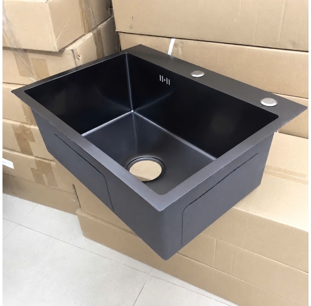 Bồn Chén 1 Hộc Inox 304 Phủ Nano Đen Chính Hãng Lusenter (BRC57)