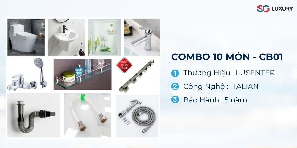 Combo Nhà Vệ Sinh Trọn Bộ 10 Món - CB01