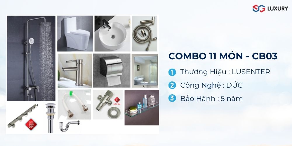 Combo Nhà Vệ Sinh Trọn Bộ 11 Món - CB03