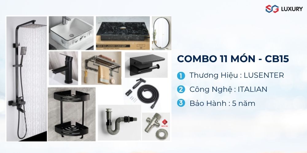 Combo Nhà Vệ Sinh Trọn Bộ 11 Món - CB15 